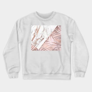 Rose gold marble & tropical ferns Crewneck Sweatshirt